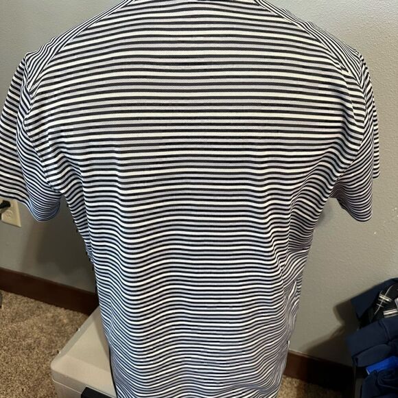 Nike DriFit Black/White Short Sleeve Striped Polo - Picture 3 of 5